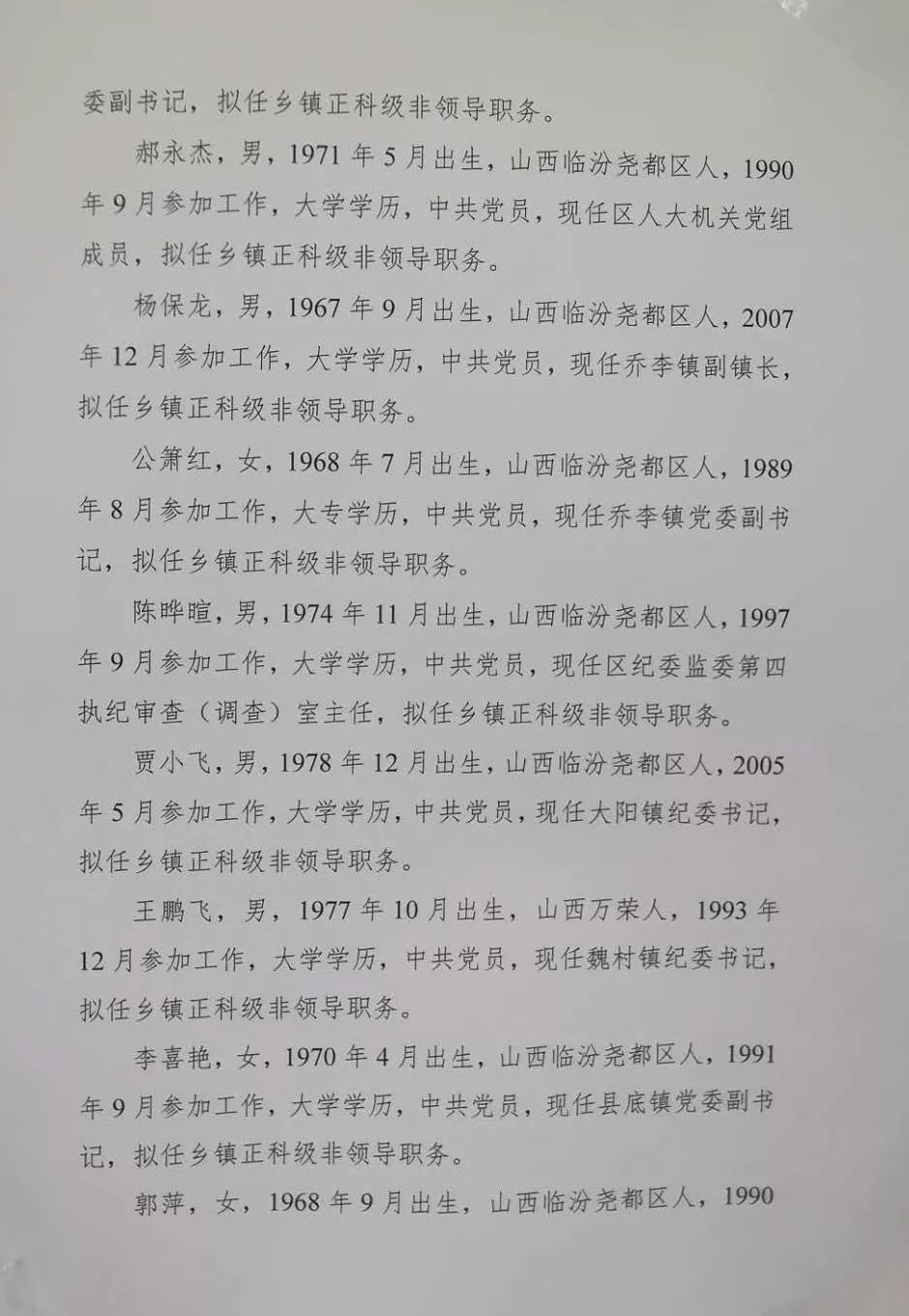 山西省临汾市尧都区吴村镇人事任命动态解析及影响