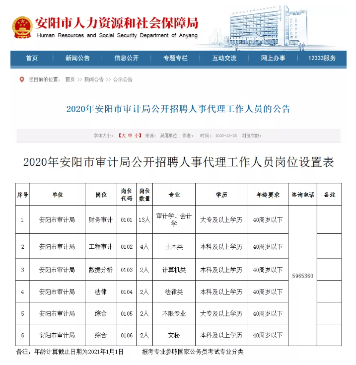 安阳县审计局最新招聘公告详解